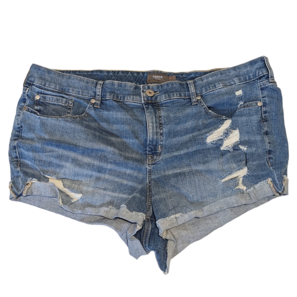 Torrid Denim Blue Distressed Women Shorts Size 26